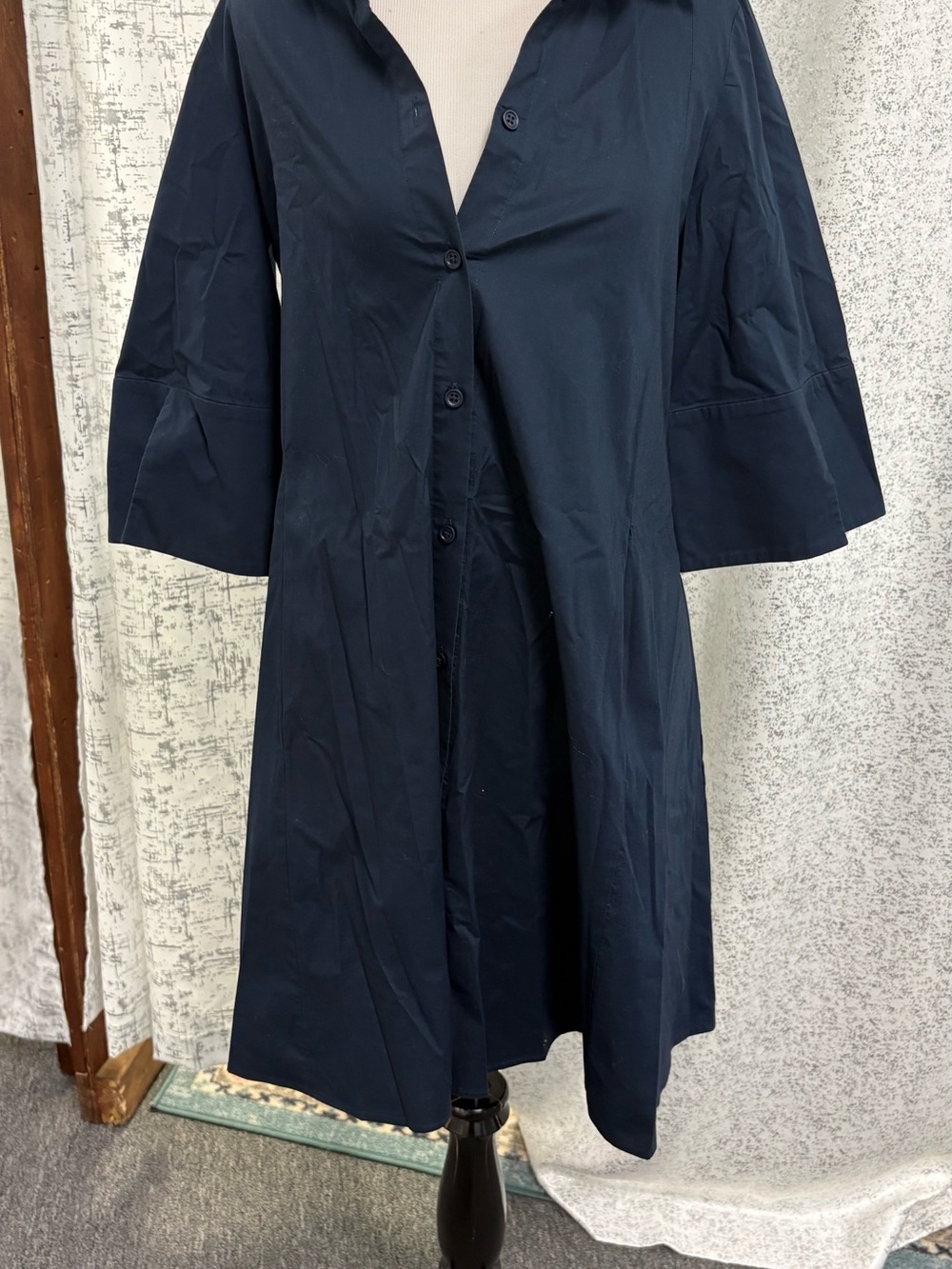 Amanda Uprichard Navy Button-Front Midi Coat